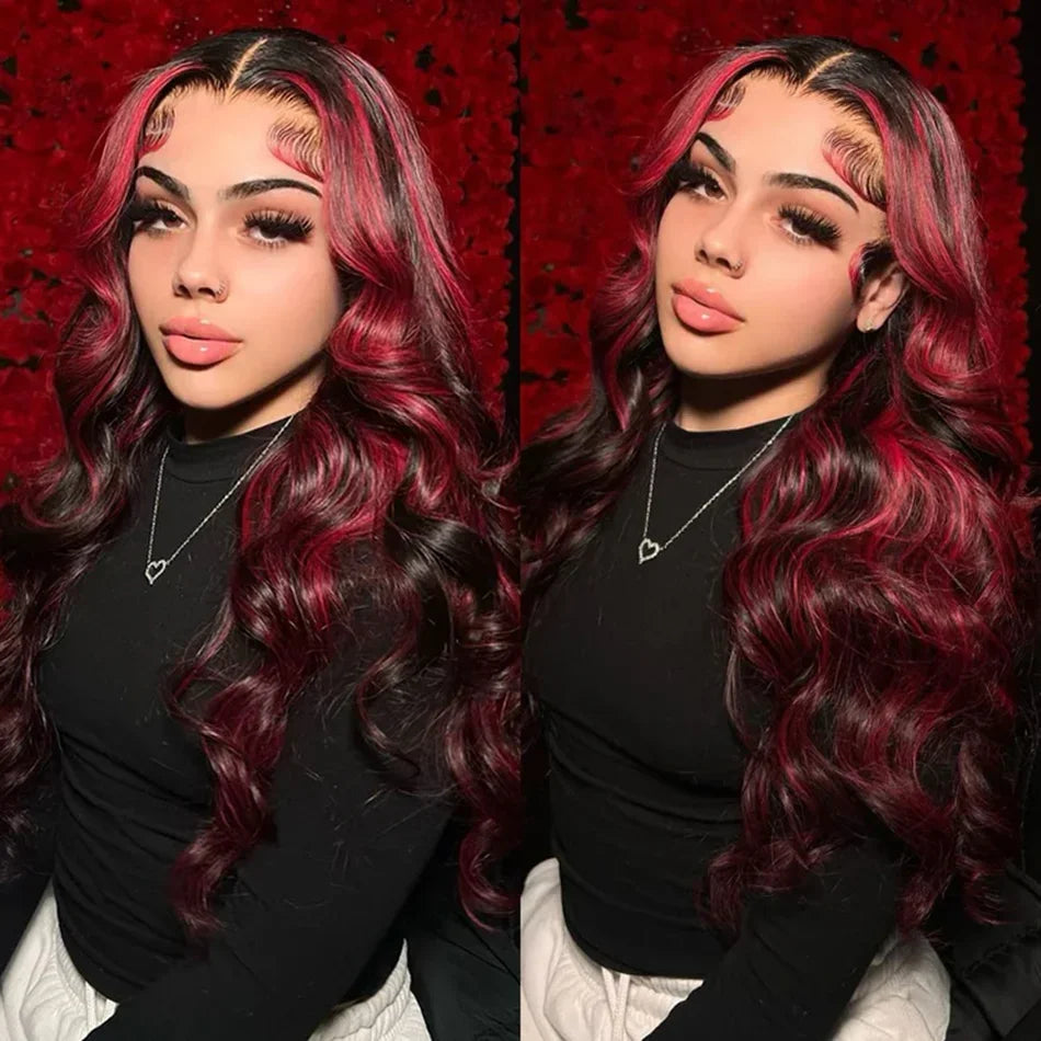 Ombre Red Body Wave Glueless Wig