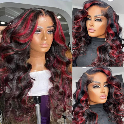 Ombre Red Body Wave Glueless Wig