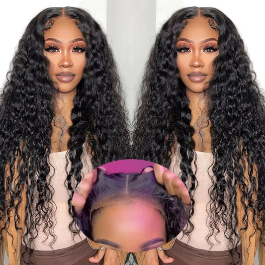 HD Lace Water Wave Glueless Black Wig